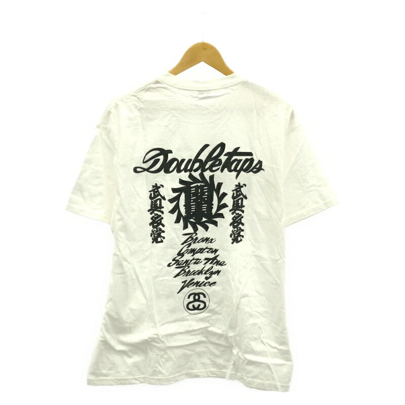 【中古】00s Stussy × WTAPS World Tour Design Tee サイズL ホワイト シミ有 ステューシー ダブルタップス オールド[17]