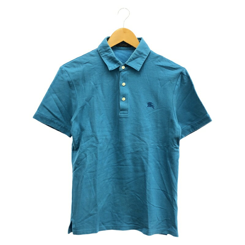 【中古】BURBERRY black label ポロシャツ サイズ2 青 バーバリー[91]
