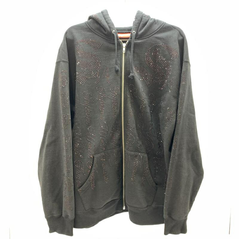 【中古】Supreme Rhinestone Zip Up Hooded Sweatshirt L ブラック シュプリーム[92]