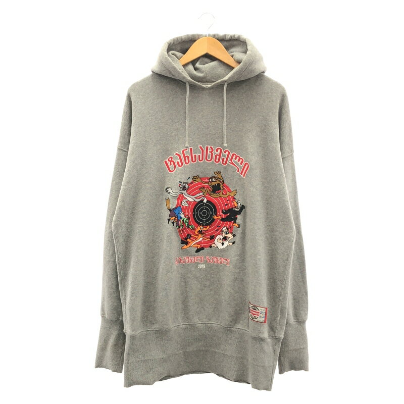 【中古】VETEMENTS カートゥーン フードパーカー S グレー[66]