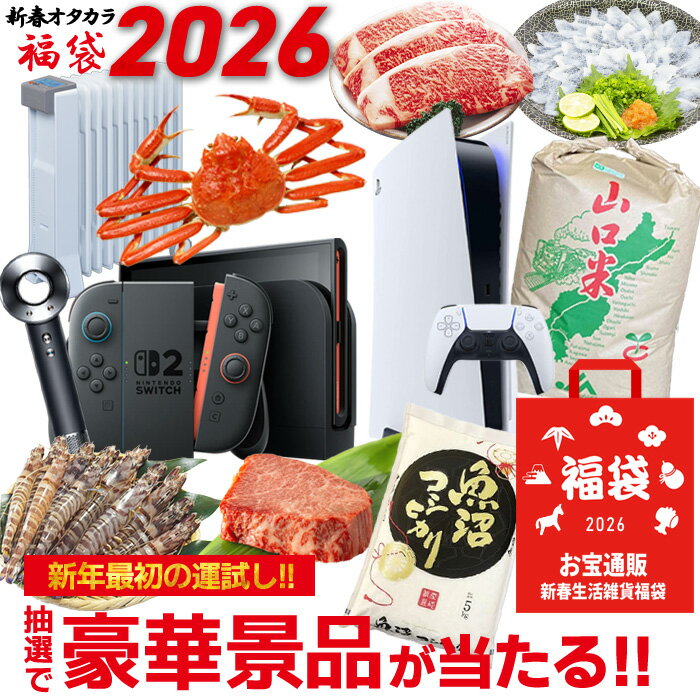 福袋 2026 特賞 PS5 Switch2 ダイソン ズワイガニ タラバガニ 黒毛和牛 食品 お宝ワールド福袋 2026年 人気商品3点詰め込み ヒーター ###お宝ワールド福袋###