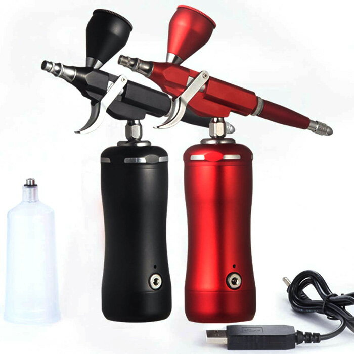 \11月23日店舗クーポン最大5000円OFF!!/ エアブラシ ミニ コンプレッサーセット コンパクト USB 充電式 ダブルアクション ノズル 口径0.3m...