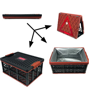 折りたたみコンテナ 多機能 収納ボックス 28L 折りたたみ 積み重ね スタッキング コンテナボックス 蓋付き クーラーボックス 三角表示 ハザード 防水袋付き 車載 アウトドア キャンプ BBQ 買い物 送料無料###ボックス0327A###通販格安セール情報 楽天 通販