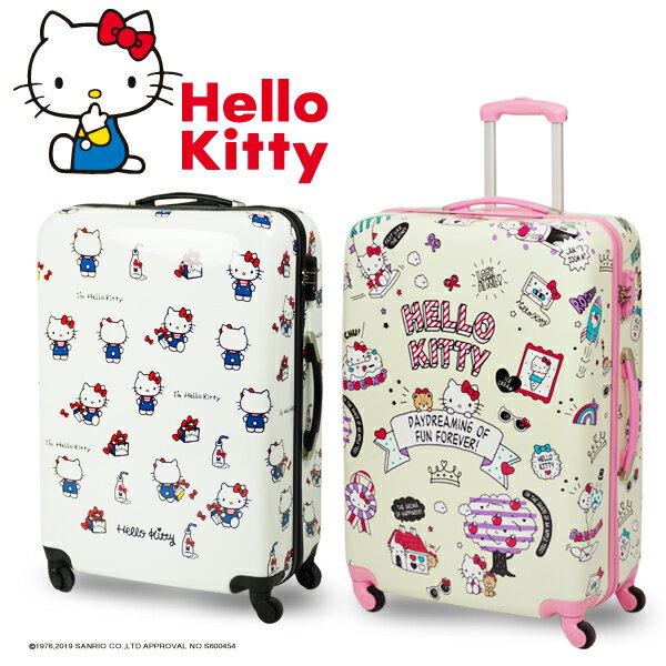 大容量 90L ハローキティ スーツケース キティ TSAロック 旅行 防犯 安心 安全 Lサイズ L###キティケースL###のサムネイル