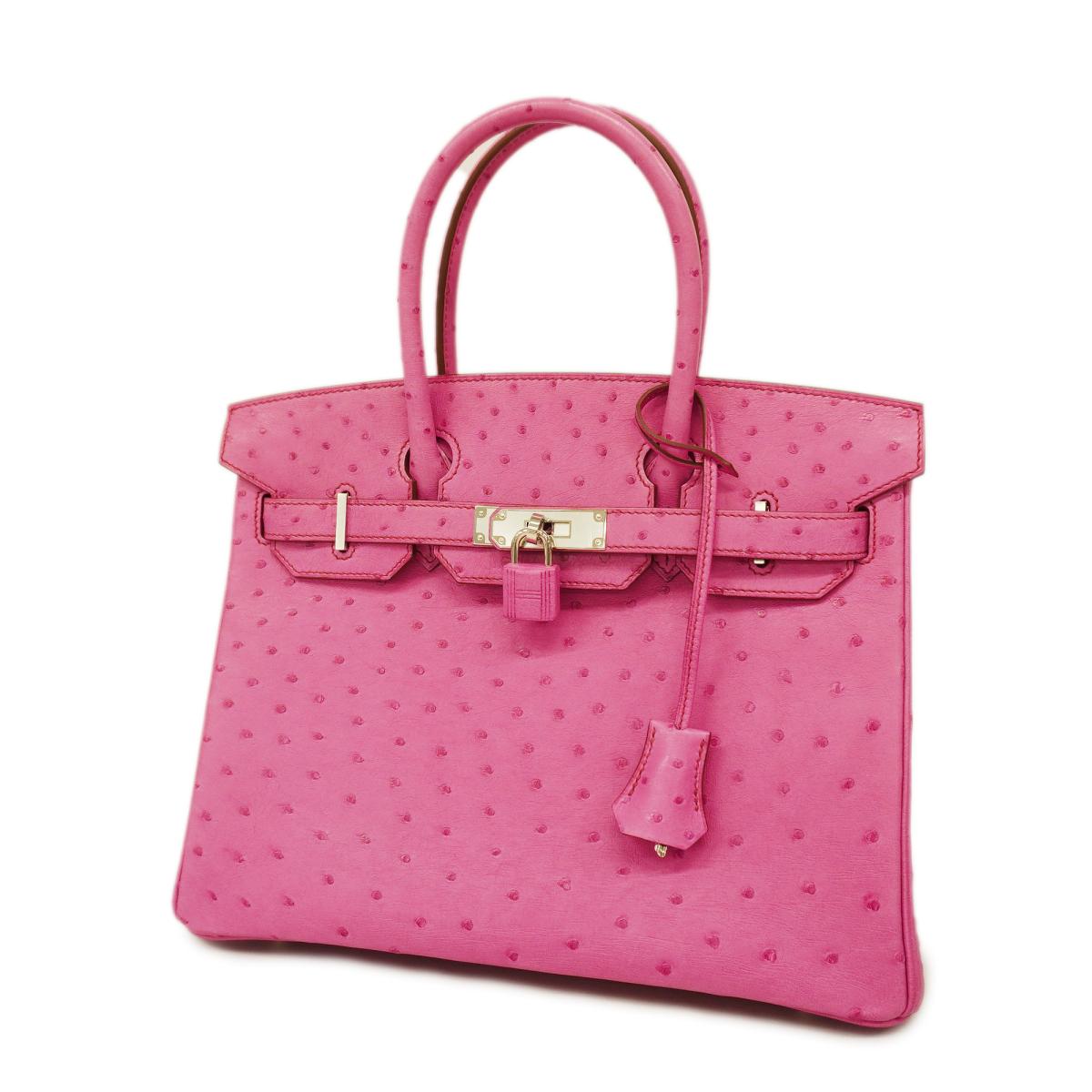【4gb0519-g】エルメス ハンドバッグ/バーキン30/Z刻印/オーストリッチ/フーシャピンク/シルバー金具 【中古】 レディースのサムネイル