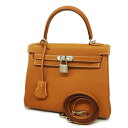 ★SALE【4gc2693-g】エルメス ハンドバッグ ケリー25 トゴ ゴールド シルバー金具 B刻印【中古】レディース