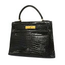 ★最終価格 ★SALE 【4hd4905-g】エルメス ツーウェイバッグ/ケリー28/〇T刻印/ポロサス/ブラック/ゴールド金具 【中古】 レディース