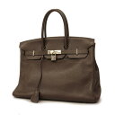 ★SALE 【4md5828-g】エルメス ハンドバッグ/バーキン35/□L刻印/トリヨンクレマンス/エベーヌ/シルバー金具 【中古】 レディース