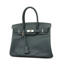 ★SALE 【4pa0267-g】エルメス ハンドバッグ/バーキン30/W刻印/ヴォーエプソン/グリミスティ/シルバー金具 【中古】 レディース