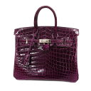 ★SALE【4ec2273-g】エルメス ハンドバッグ バーキン25 ニロティカス カシス シルバー金具 □R刻印【中古】レディース