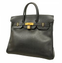 ★SALE【4sc3085-g】エルメス ハンドバッグ オータクロア32 アルデンヌ ブラック ゴールド金具 □B刻印【中古】レディース