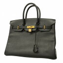 ★SALE【4te5011-g】エルメス ハンドバッグ バーキン35 アルデンヌ ブラック ゴールド金具 □C刻印【中古】レディース