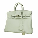 ★SALE【5aa0053-g】エルメス ハンドバッグ バーキン25 トゴ グリネヴェ シルバー金具 W刻印【中古】レディース