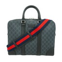 【5de6327】グッチ ビジネスバッグ GGスプリーム 474135 PVC ブラック シルバー金具【中古】メンズ