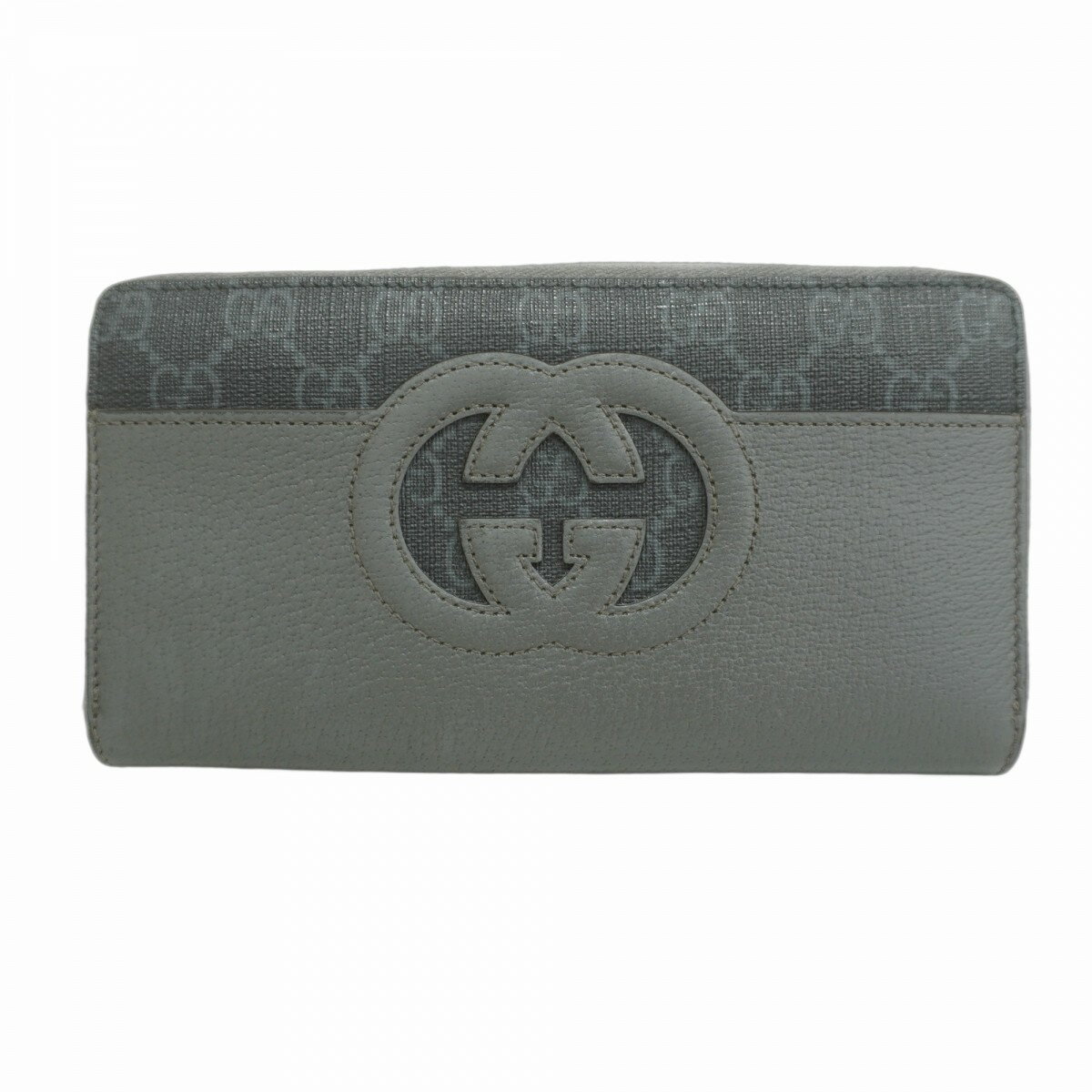 【5fb1937】グッチ 長財布 GGスプリーム ソーホー 701423 PVC グレー ブラック シルバー金具【中古】メンズ