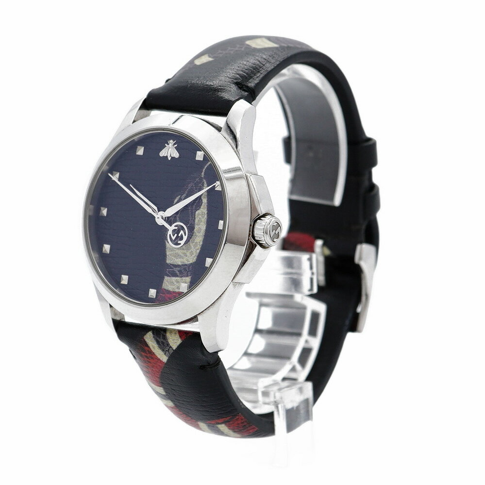 【5wwf0109】グッチ ル　マルシェ　デ　メルヴェイユ 126.4 黒文字盤【中古】腕時計 メンズ