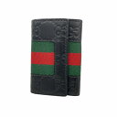 ★SALE【5fc4503】グッチ キーケース グッチシマ シェリーライン 408828 レザー ブラック シルバー金具【中古】メンズ