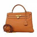 ★SALE【5fd4730】エルメス ハンドバッグ ケリー32 トゴ ゴールド ゴールド金具 □C刻印【中古】レディース