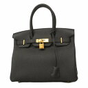 ★SALE【5gc2472-g-h】エルメス ハンドバッグ バーキン30 トゴ ブラック ゴールド金具 K刻印【中古】レディース
