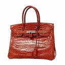 ★SALE【5gd5418-g-h】エルメス ハンドバッグ バーキン30 ポロサス ゼラニウム シルバー金具 □N刻印【中古】レディース