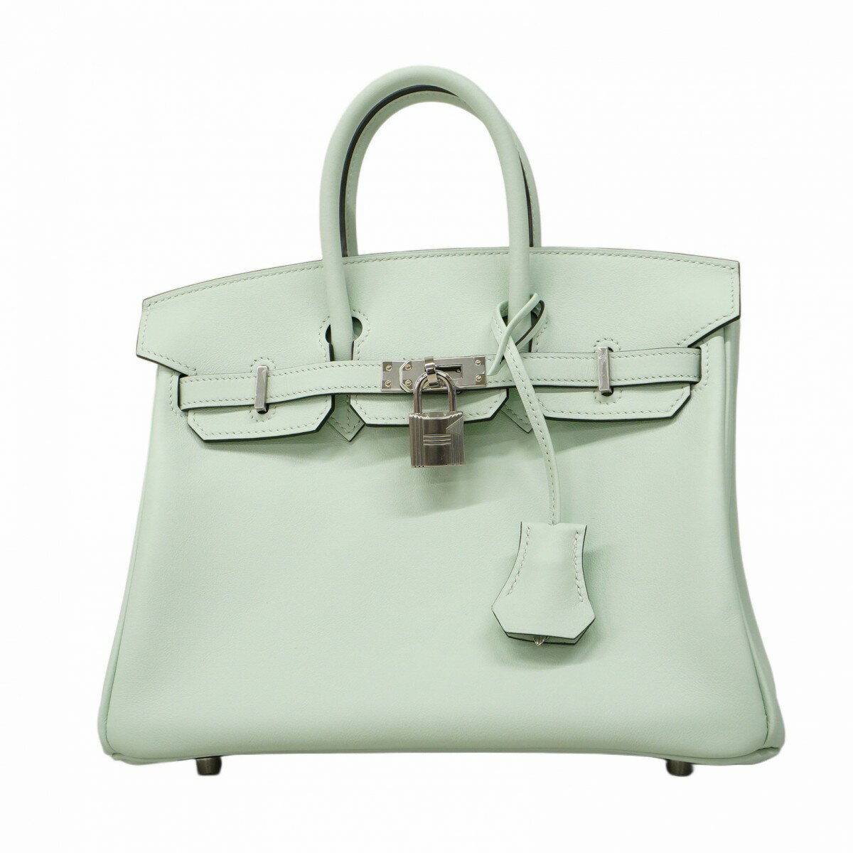 ★SALE【5ib2209-e-g】エルメス ハンドバッグ バーキン25 スイフト ヴェールペパーミント シルバー金具 ..