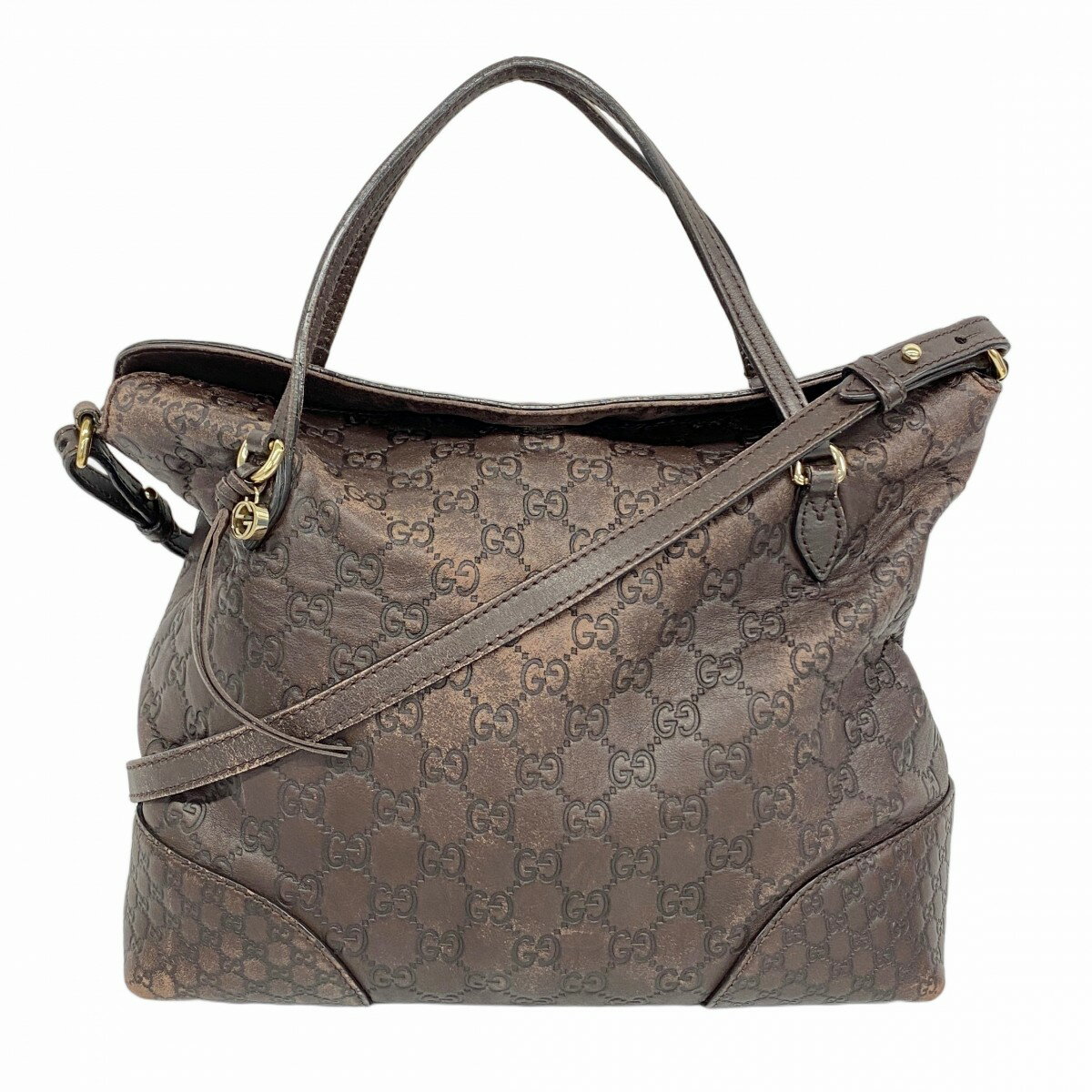 【5ob0571】グッチ ハンドバッグ グッチシマ ブリー 353120 レザー ダークブラウン シャンパンゴールド..