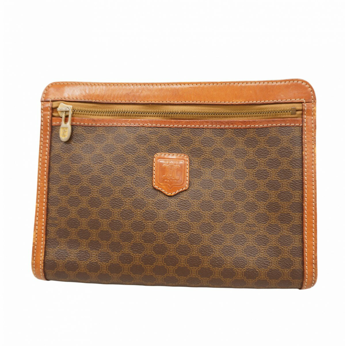 【5oc2339】セリーヌ クラッチバッグ マカダム PVC ブラウン ゴールド金具【中古】メンズ