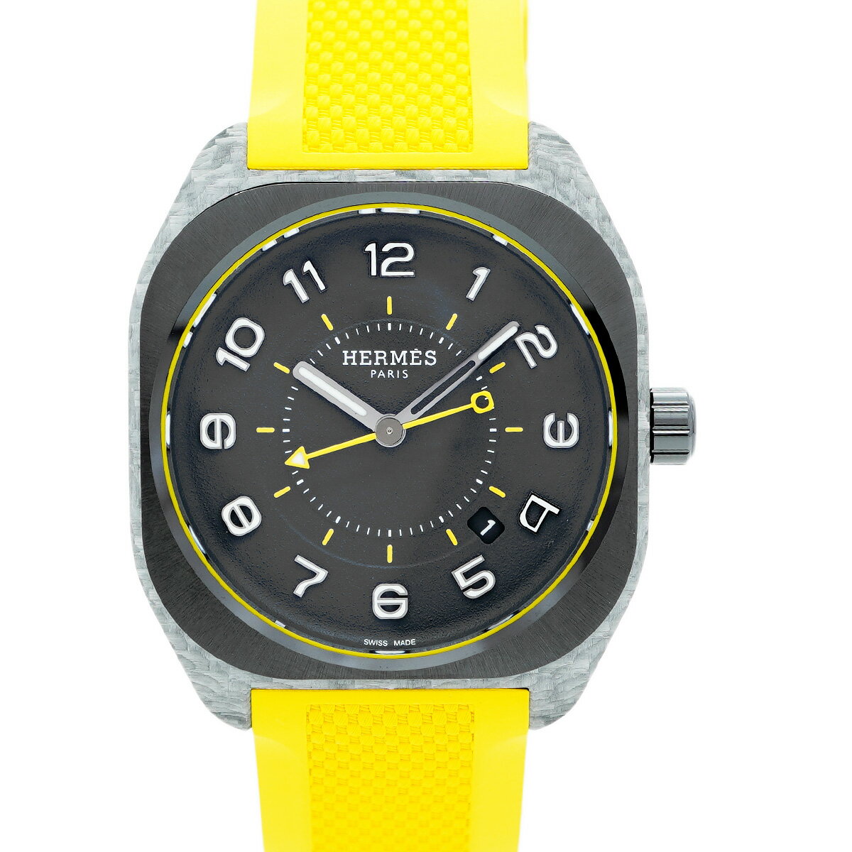 【5wwo0191】エルメス H08 グラスファイバー SP1.746 黒文字盤【中古】腕時計 メンズ