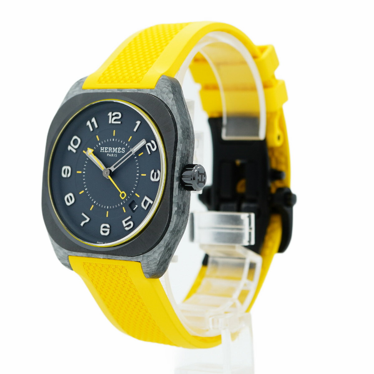 【5wwo0191】エルメス H08 グラスファイバー SP1.746 黒文字盤【中古】腕時計 メンズ