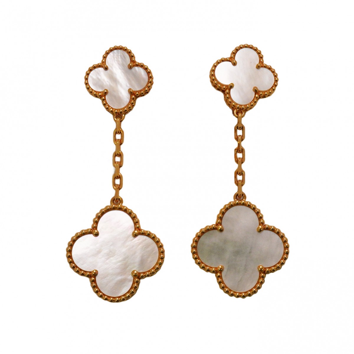 【5jbb0168】ヴァンクリーフ＆アーペル ピアス マジック アルハンブラ K18YG イエローゴールド マザーオブパール【中古】レディースのサムネイル