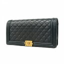 ★最終価格【5da0306】シャネル クラッチバッグ ボーイシャネル ラムスキン ブラック ゴールド金具【中古】レディース