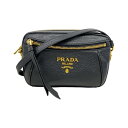 ★SALE【5db3153】プラダ ショルダーバッグ レザー ブラック ゴールド金具【中古】レディース
