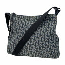 ★SALE【5dc3506】クリスチャンディオール ショルダーバッグ トロッター キャンバス ネイビー シルバー金具【中古】レディース