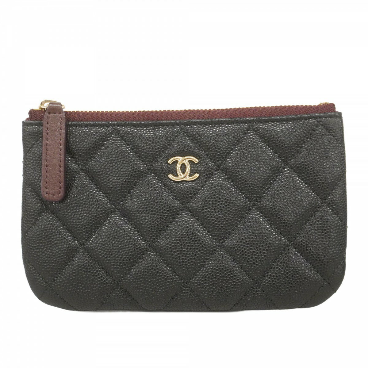 ★最終価格【5ea0120】シャネル コインケース マトラッセ キャビアスキン ブラック ゴールド金具【中古】レディース