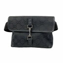 【5eb2028】グッチ ウエストバッグ GGキャンバス 92543 キャンバス ブラック シルバー金具【中古】レディース