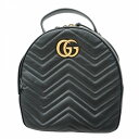【5fd5196】グッチ リュック・デイパック GGマーモント 476671 レザー ブラック ゴールド金具【中古】レディース