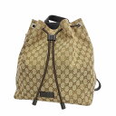 【5ga0402-h】グッチ リュック・デイパック GGキャンバス 449175 キャンバス ブラウン シルバー金具【中古】レディース