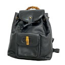 【5ga0861-h】グッチ リュック・デイパック バンブー 003 1705 0030 レザー ブラック ゴールド金具【中古】レディース
