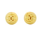 【5jgb0016】シャネル イヤリング ヴィンテージ ココマーク 丸型 サークル GPメッキ プラスチック ゴールド ホワイト【中古】レディース
