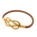 ★SALE【5jgb0693】エルメス ブレスレット アタメ GPメッキ レザー ゴールド ブラウン【中古】レディース