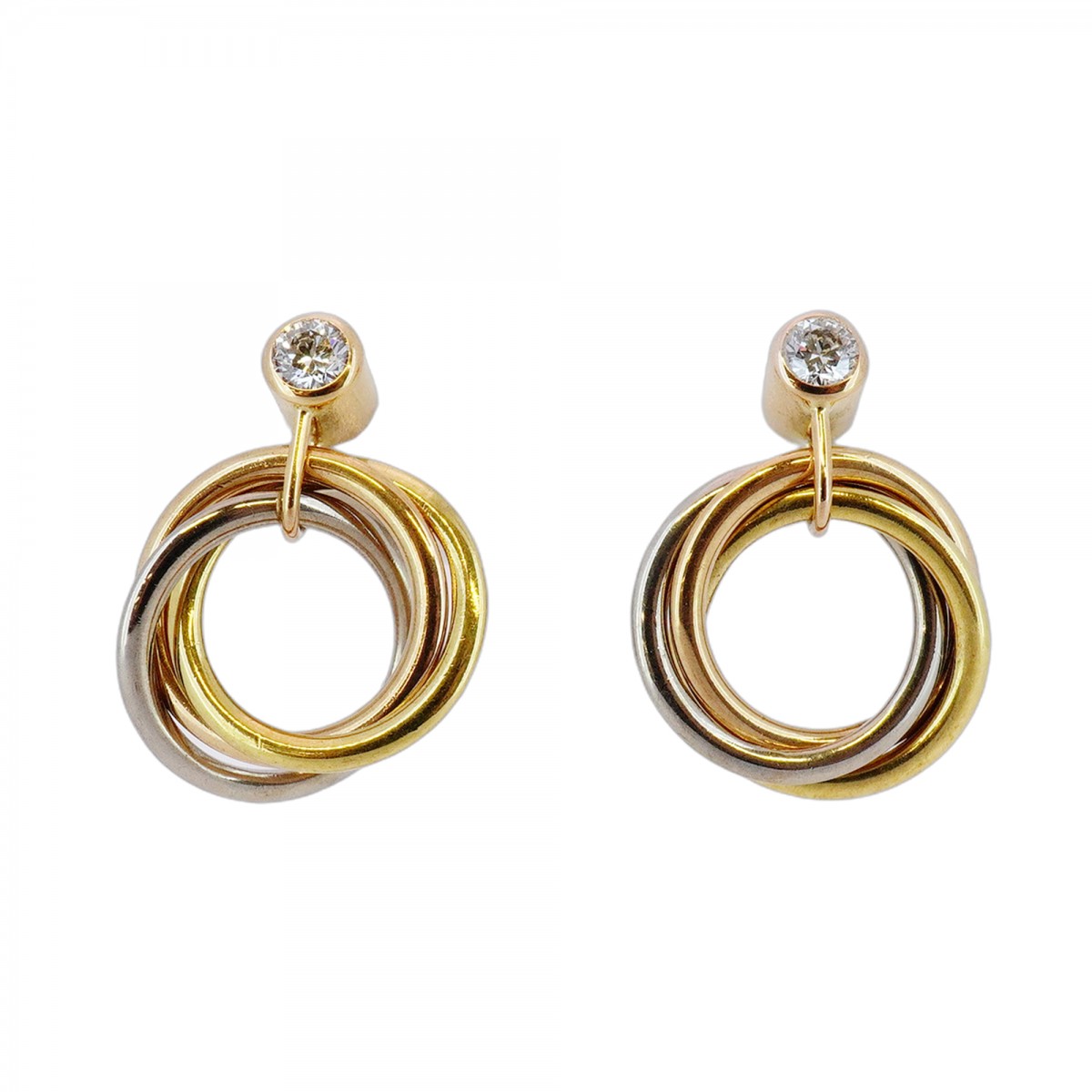 ★最終価格【5jmb0666】カルティエ ピアス トリニティ K18YG イエローゴールド K18W ...