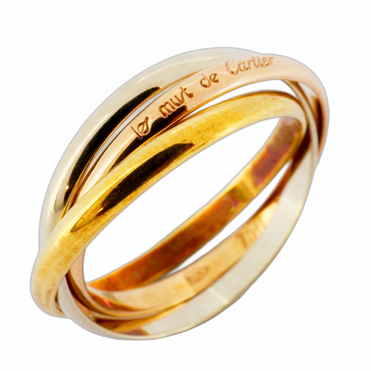 【5jmb0762】カルティエ リング トリニティ K18YG イエローゴールド K18WG ホワイトゴールド K18PG ピンクゴールド ＃50【中古】レディースのサムネイル