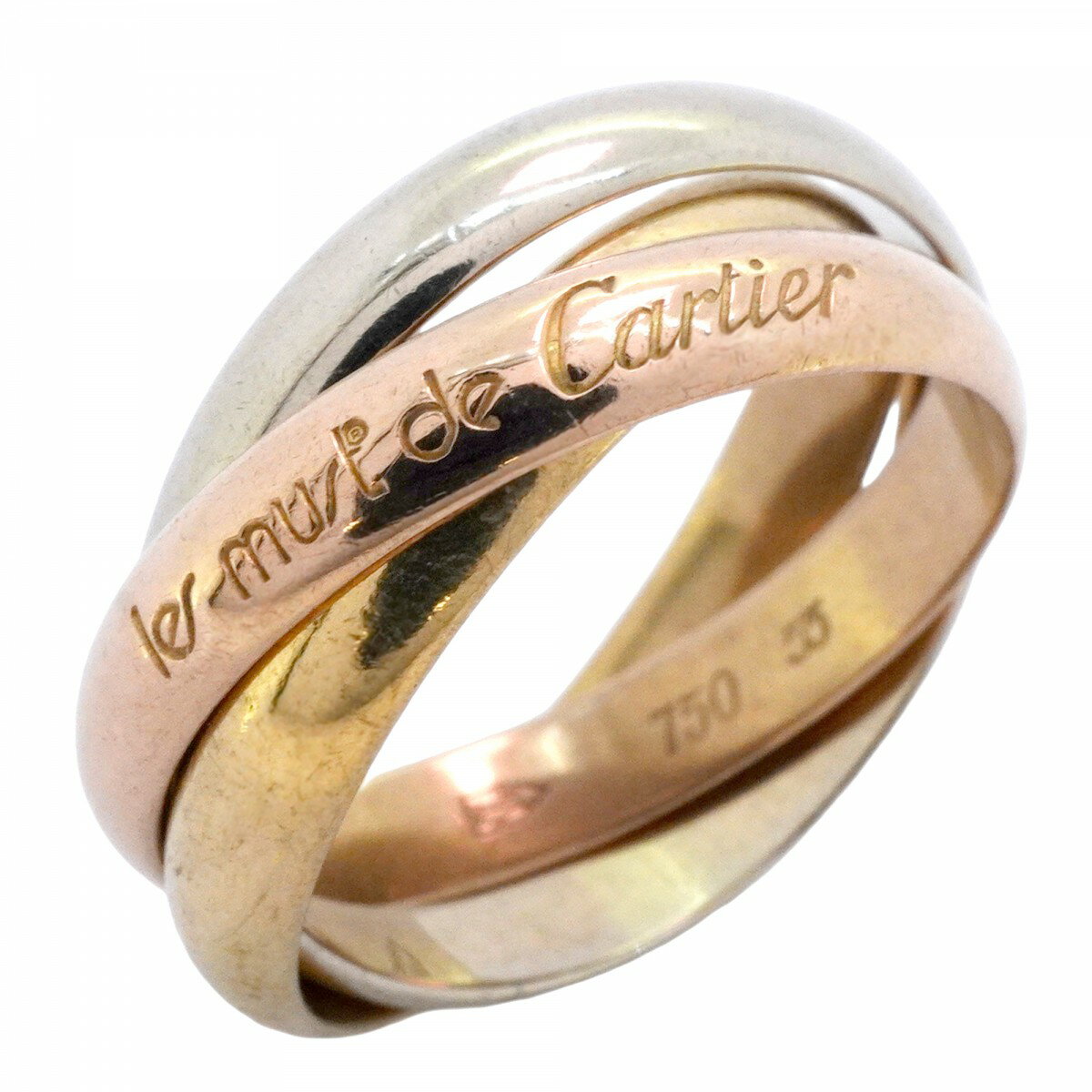 ★最終価格【5jmb0615】カルティエ リング トリニティ K18YG イエローゴールド K18WG ホワイトゴールド K18PG ピンクゴールド ＃55【中古】メンズ レディース ユニセックス