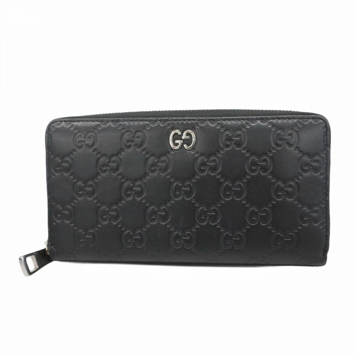 【5od3087】グッチ 長財布 グッチシマ 473928 レザー ブラック シルバー金具【中古】メンズ レディース ユニセックス