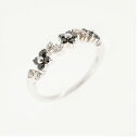 【ju193】ダイヤモンド リング/0.28ct/K18WG ホワイトゴールド/花 フラワー/ブラックダイヤモンド/未使用