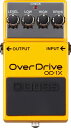 従来の歪みエフェクトの弱点を克服した最先端のオーバードライブ。 ROLAND BOSS OD-1X Overdrive 35年以上に渡って培ったオーバードライブ/ディストーション設計のノウハウと最新技術を注ぎ込んだスペシャル・エディション・モデルがBOSSコンパクト・シリーズに登場。従来の回路設計では成し得ない表現性とレスポンスを実現した最新の歪みサウンドをギタリストに提供します。 ◎ 太く芯がありながらも、レンジが広くクリアなモダン・オーバードライブ・サウンドを両立。 ◎ どの帯域でも演奏者のニュアンスを反映した自然なコンプレッション感を得られる抜群の弾き応え。 ◎ ギターやピックアップのキャラクターを活かしたサウンド・メイキングが可能。 ◎ 4つのつまみにより従来のペダルと同様のシンプルな操作で圧倒的に幅広い音作りが可能。 ◎ つまみやパネルにクローム・パーツを採用、ビンテージ・スタイルの銀ネジ仕様と合わせ特別感のある外観に。 主な仕様 コントロールペダル・スイッチ LEVELつまみ、LOWつまみ、HIGHつまみ、DRIVEつまみ インジケーター CHECKインジケーター（バッテリー・チェック兼用） 接続端子 INPUT端子、OUTPUT端子、ACアダプター端子（DC9V） 電源 アルカリ電池（9V形）またはマンガン電池（9V形）、ACアダプター（別売） 消費電流 45mA 連続使用時の電池の寿命（使用状態によって異なります） アルカリ電池＝約9時間、マンガン電池＝約2.5時間 付属品 保証書、取扱説明書、チラシ（安全上のご注意、使用上のご注意、サービスの窓口）、アルカリ電池（9V形）；本体に接続済み 別売品 ACアダプター（PSA-100） 外形寸法 / 質量 幅 (W) 73 mm 奥行き (D) 129 mm 高さ (H) 59 mm 質量 450 g　