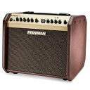 Fishman Loudbox Mini Bluetooth Amplifier アコースティックギター用アンプ フィッシュマン・ラウドボックス・シリーズで最軽量。持ち運びが容易で、フィッシュマンの代名詞とも言える素晴らしいアコースティック・サウンドお届けます。 Bluetoothワイヤレス接続が追加されました！ クリーンでアコースティックなサウンドを出力する 60W アンプ。 フィッシュマン伝統のプリアンプとトーン・コントロールを搭載した、2つのチャンネル。また、それぞれ楽器とマイクの入力対応し、楽器チャンネルにはデジタル・リバーブ、コーラス、マイク・チャンネルにはリバーブを搭載。CD や MP3 プレイヤーなどのライン・レベルのステレオ音源を接続する AUX 入力（1/4&quot; ＆ 1/8&quot;）と、バランス XLR DI 出力も搭載され、音源とのセッションや演奏の録音までも可能にします。 【FEATURES ＆ INFO 】 ・デジタル・リバーブ、コーラスのエフェクトが内蔵 ・Bluetooth4.0 ワイヤレス接続を搭載 ・1/4&quot; と 1/8&quot; AUX 入力端子を搭載 【INSTRUMENT/MIC CHANNELS 】 ・パッシブまたはアクティブの 1/4&quot; 入力 ・フィードバック抑制に有効なフェイズ・スイッチ ・ロー / ミドル / ハイの3バンド・トーン・コントロール EQ ・リバーブ・レベル ・デュアル・ファンクション・コーラス ・ダイナミック・マイク用 XLR 入力 ・ロー / ハイの2バンド・トーン・コントロール 【Spec】 Power:：マスター・ボリューム付き 60W出力 Drivers:6.5&quot; ウーファー, 1&quot; ソフト・ド ム・ツイーター SPL:108dB SPL at 1m Speaker Baffle:10° の傾斜 Dimensions:305mm H x 348mm W x 246mm D WEIGHT:：9.6kg Two channels:：楽器またはマイク D.I. output:：バランス XLR 出力 Accessories:：Loudbox Mini Slip Cover （別売）