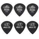 【ピック6枚セット】JIM DUNLOP 482R Tortex Pitch Black Jazz III 1.00mm ピック ジャズ ギター ベース アコギ...