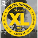 D'Addario EXL125-3D S.L. Top/R. Bottom ダダリオ エレキギター弦 3セットパック 独特なブライトサウンド、素晴らしいイントネーション。 世界中のミュージシャンからの圧倒的な支持を誇る、言わずと知れたエレキ弦のスタンダード。 最新鋭のコンピューター制御により、正確なピッチ、トーンを維持する極めて高いクオリティを実現。 弦の劣化の原因となる光と空気を遮断するダダリオ独自の特殊ポリマーの袋で密封されているため、長時間劣化する事がありません。 Nickel Round Wound .009 / .011 / .016 / .026W / .036W / .046W 1～6弦のセットが3セット分入ったお買い得なセットパックです。 【お知らせ】 「定形外郵便」で配送いたします。（到着まで2から7日程かかります） ●お支払い方法として代金引換をご利用頂けません。 ●お届け日時の指定は承れません。 ●郵便物の場合、追跡番号はございません。 ●土日、祝日は日本郵便が休業の為、配達はございません。 ●ポストに入らなかった場合は、不在票が入りますのでご確認ください。 ●お受け取りをされないまま保管期間を過ぎた場合、商品は弊社に戻ります。 　弊社では送料分を含んだ金額で販売している商品もございます。 　戻った商品につきましては、発送時の送料を差し引いた金額で返金処理を行わせていただきます。 　予めご了承くださいませ。 　ご入用の場合は、再度ご注文をお願いいたします。