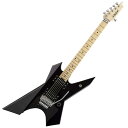 Killer Guitars KG-EXPLODER SE BK キラー・ギターズ エレキギター ボディ裏から4点、フロント・ピックアップの下部から1点、計5点止めのセミ・ディープインサート・ジョイントです。 通常のボルト・オンに比べネックとボディの接続面積が広いので、より音の伸びが良くなります。同時にネックとボディの僅かなぐらつきも無くなります。 ピックアップはオリジナル・モデルです。 トラスロッドはネックエンドのホイール・ロッドで調整できます。これによりネックを外す事無く、ホイールロッドを回す事で素早く反りを調整できます。 ブリッジはFloyd Rose Specialを搭載。 アームアップが出来る様に落とし込んであります。 フローティング・セッティングです。 船形ジャックをボディの裏側に配置しています。ボディの厚さは45mmです。 ※画像はサンプルです。製品の特性上、実際の商品とは木目、色味等が異なります。ご注意ください。　